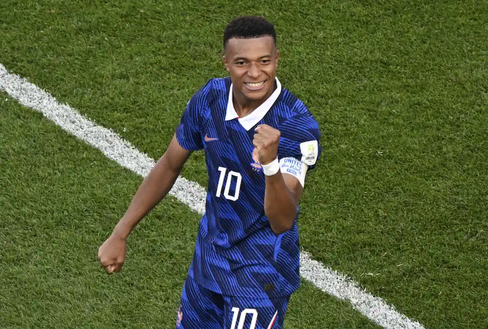 Kylian Mbappé durante el Mundial 2026 con la camiseta azul de Francia