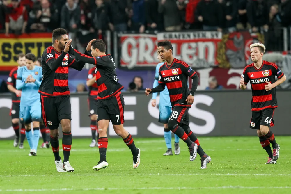 Jugadores del Bayer Leverkusen celebrando un gol